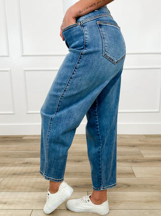 Judy Blue Kaelyn High-Rise Barrel Leg Jeans - Medium Wash (Non-Distressed)