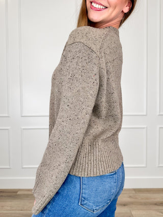 Exchanging Pleasantries Knit Long Sleeve Brown Avery Mae Mom Cropped Sweater Top