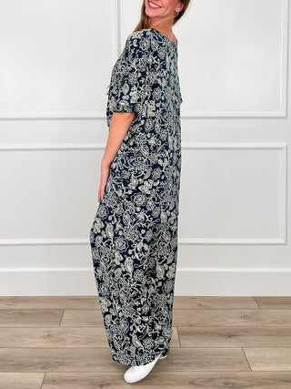 Dear Scarlett Didn't You Stay High-Rise Wide Leg Blue Set