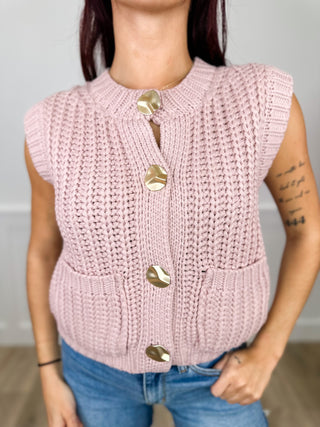 Missing You Now Knit Avery Mae Mom Cropped Button Up Sweater Vest - 3 colors!