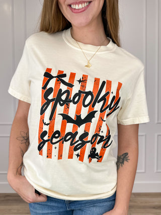 Spooky Season Ready Cotton Short Sleeve Cream Avery Mae Graphic Tee Shirt (Comfort Colors)