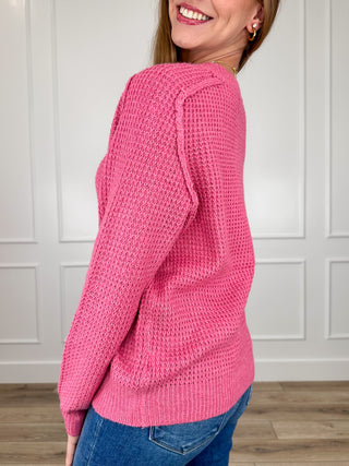 What Else is There Knit Long Sleeve Pink Avery Mae Sweater Top