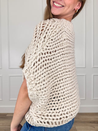 Saying I'm Fine Knit Short Sleeve Avery Mae Button Up Cardigan - Multiple Colors