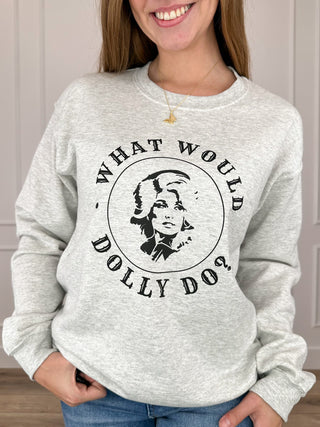 WWDD Cotton Blend Long Sleeve Grey Avery Mae Graphic Crewneck Sweatshirt (Gildan)