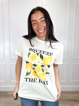 Squeeze the Day Cotton Short Sleeve Cream Avery Mae Graphic Tee Shirt (Tultex)