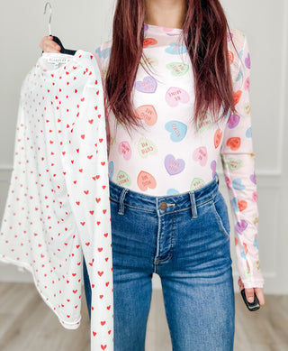 Seeing Love Everywhere Sheer Mesh Long Sleeve Avery Mae Top - 2 colors!