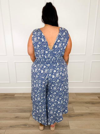 Somewhere in Between Rayon Blue Avery Mae Jumpsuit