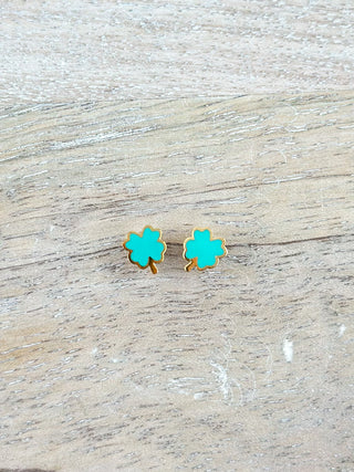 Ditsy Shamrock Gold Stud Earrings