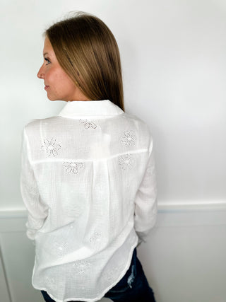 Hem & Thread Bring the Beauty Cotton Long Sleeve Button Up Top - 2 colors!