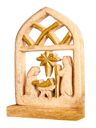 Glimmering Star Nativity Wood Decor