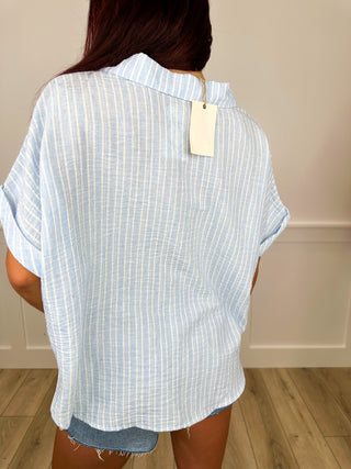 Easel Float & Flare Short Sleeve Stripped Avery Mae Mom Cropped Top - 3 colors!