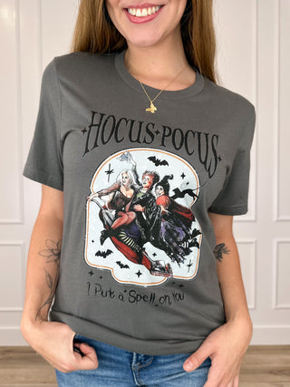 Cast a Spell Cotton Short Sleeve Grey Avery Mae Graphic Tee Shirt (Bella+Canvas)