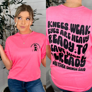 Whatever Eminem Said Cotton Blend Short Sleeve Pink Avery Mae Graphic Tee Shirt