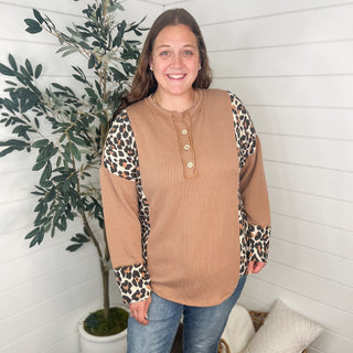 When We Met Ribbed Long Sleeve Latte Avery Mae Top