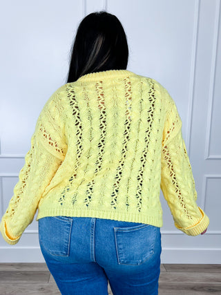 Radiating Sunshine Knit Long Sleeve Yellow Avery Mae Sweater Top