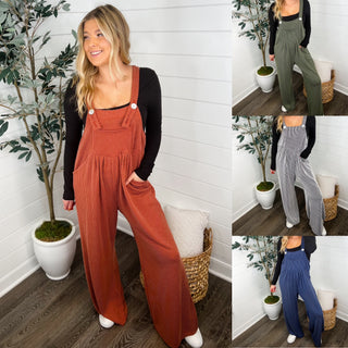 Just You Wait Ribbed Avery Mae Overalls - 4 colors!