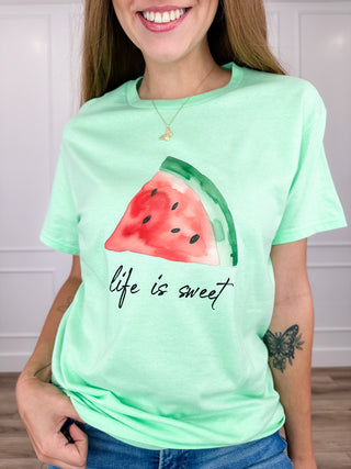 Life is Sweet Green Avery Mae Graphic Top - Multiple Options (Gildan)