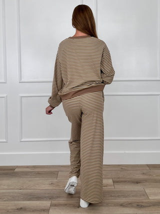 The Life of a Writer High-Rise Wide Leg Tan Avery Mae Lounge Set