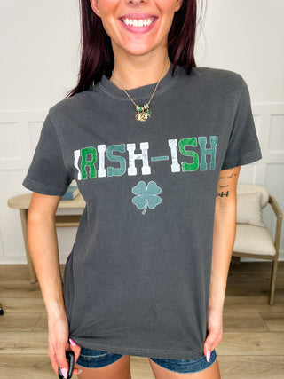 Irish-ish Cotton Short Sleeve Charcoal Avery Mae Graphic Tee Shirt