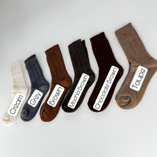 Knit Fashionable Neutral Crew Socks - 8 colors!