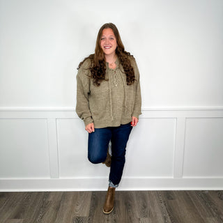 Be Brave Knit Long Sleeve Olive Avery Mae Sweater Top