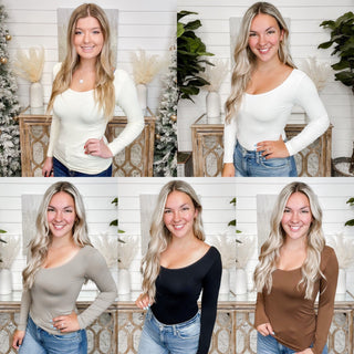 Basic Reversible V & Scoop Neck Long Sleeve Top - 6 colors!