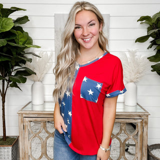 Get To Know Rayon Blend Short Sleeve Avery Mae Star Top - 2 colors!