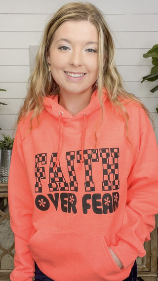 Bring Faith Over Fear Cotton Blend Long Sleeve Avery Mae Hooded Sweatshirt - 4 colors!