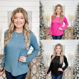 Lost My Thought White Birch Long Sleeve Top -3 colors!