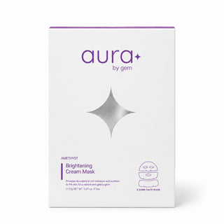 Aura Brightening Cream Mask box with amethyst purple accents