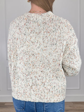 The Pleasure is All Mine Knit Long Sleeve Ivory Avery Mae Mom Cropped Sweater Top