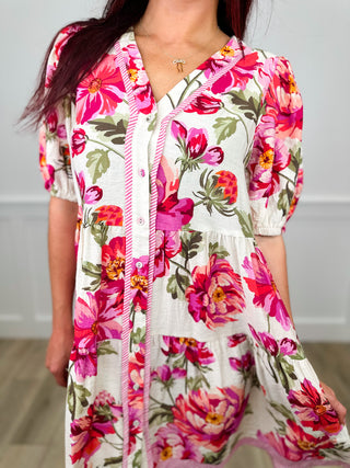 Wildflower Waltz Lightweight Short Sleeve Floral Avery Mae Dress