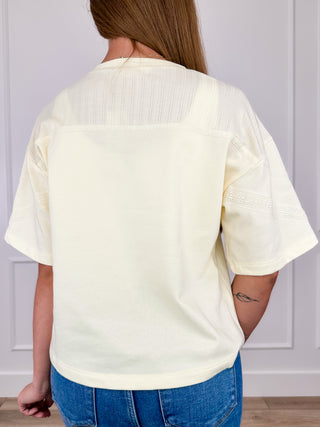 Doe & Rae I Always Will Cotton Blend Short Sleeve Mom Cropped Top - Multiple Colors