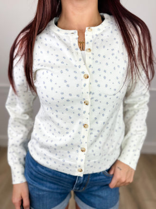 Letting it Happen Cotton Blend Long Sleeve Ivory Avery Mae Cardigan