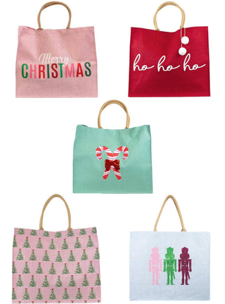Holiday Haul Jute Tote Bag - 5 options!