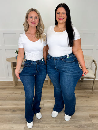 Judy Blue Cali Tummy Control Bootcut Jeans - Dark Wash (Multiple Inseams, Non-Distressed)