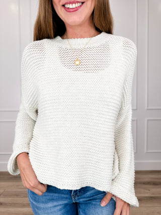 Keeping My Word Cotton Blend Long Sleeve Ivory Avery Mae Sweater Top