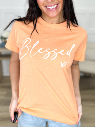 Simply Blessed Cotton Short Sleeve Orange Avery Mae Graphic Tee Shirt
