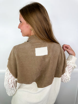 Here Without You Cotton Long Sleeve Latte Avery Mae Button Up Top