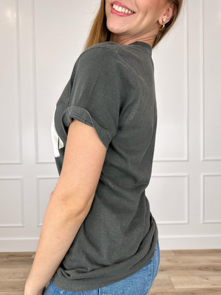 Spooky Snoot Boo-p Cotton Short Sleeve Grey Avery Mae Graphic Tee Shirt (Comfort Colors)