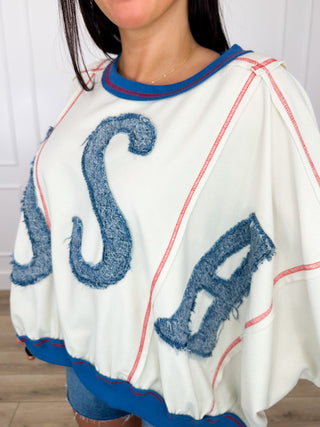 Liberty & Justice For All Long Sleeve Sand Avery Mae Top