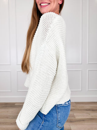 Keeping My Word Cotton Blend Long Sleeve Ivory Avery Mae Sweater Top