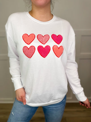 Love Note Cotton Blend Long Sleeve White Avery Mae Graphic Top