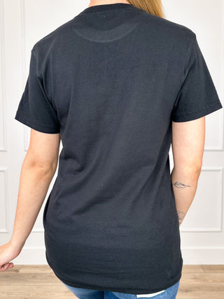 Black short-sleeve cotton T-shirt, back view