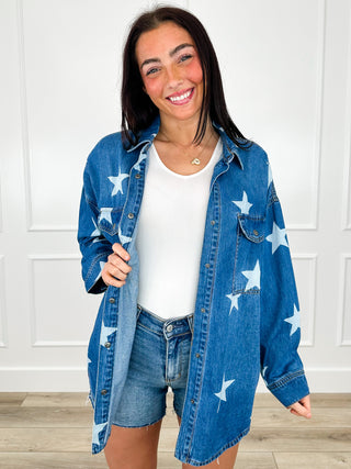 Risen Maya Cotton Long Sleeve Medium Wash Lightweight Denim Jacket