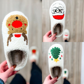 MIA Holiday Cheer Sherpa White Slippers - 3 options!