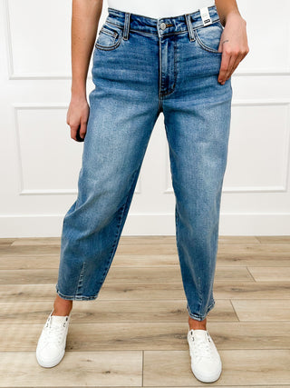 Judy Blue Kaelyn High-Rise Barrel Leg Jeans - Medium Wash (Non-Distressed)