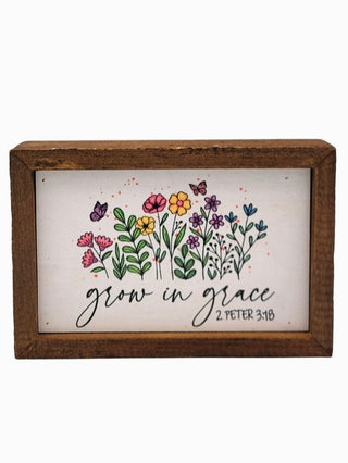 Grow in Grace Wood Box Sign