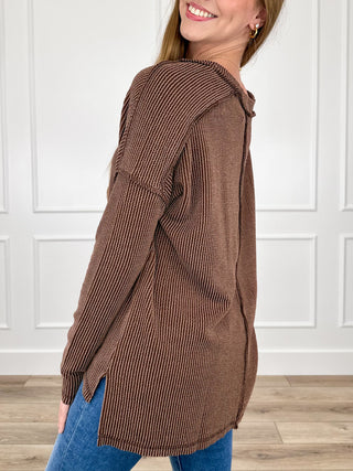 Zenana The Way You Should Ribbed Long Sleeve Avery Mae Top - Multiple Colors