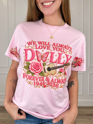 Will Always Love You Cotton Short Sleeve Pink Avery Mae Graphic Tee Shirt